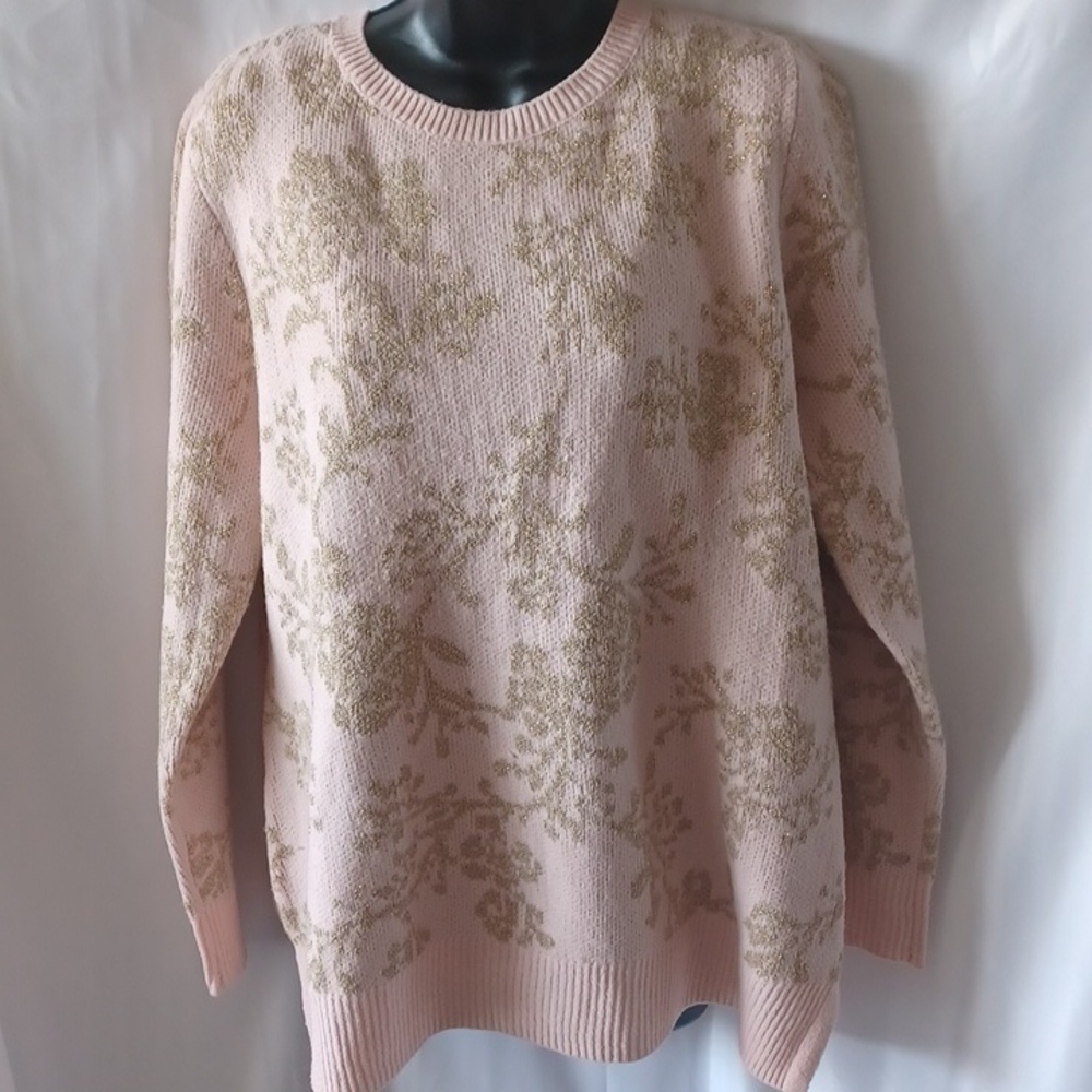 New Croft & Barrow Pink and gold metallic sweater